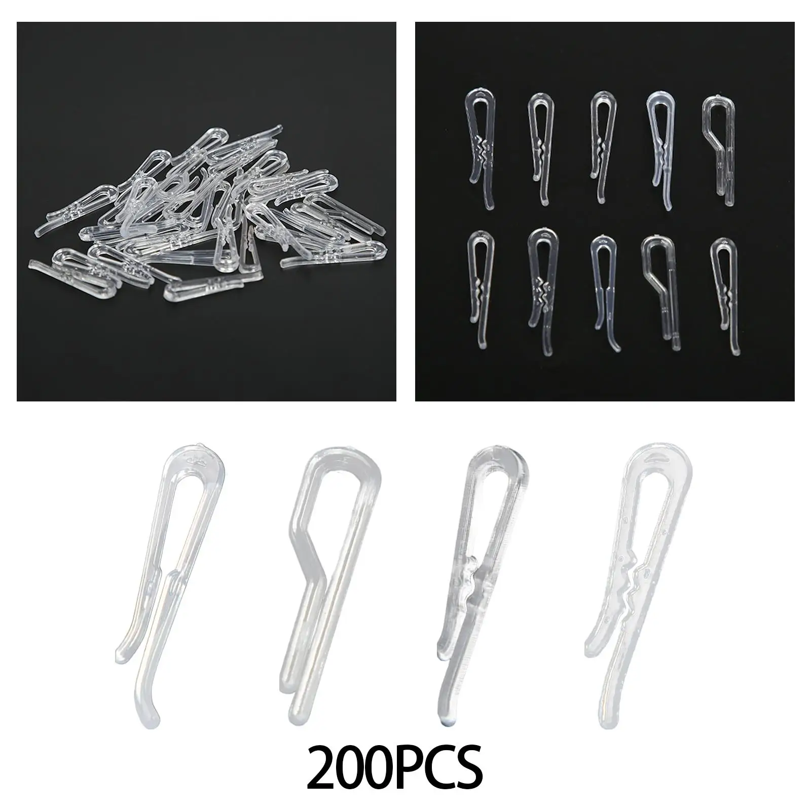 200Pcs Transparent Alligator Clip Fixed Clip Reusable Shirt Clips U Shape