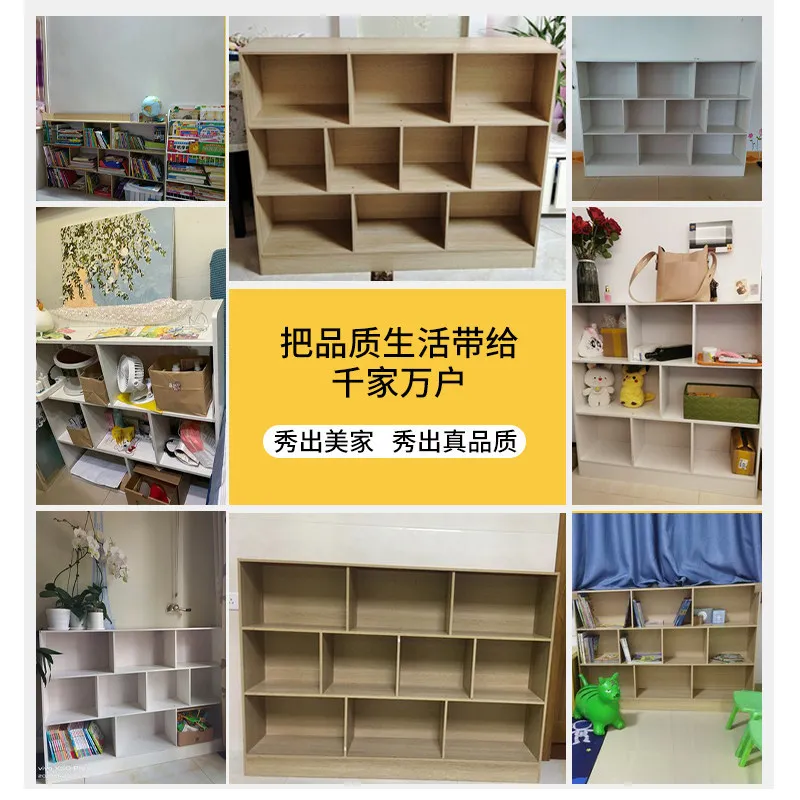 Bookcase Lattice Cabinet Integrated Whole Wall Cabinet Student Household Bookshelf Shelf Thickened Locker Living Room Combinatio