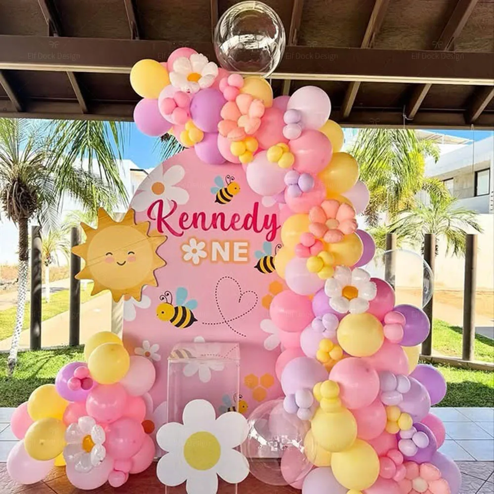 Margarita flores globo guirnalda arco conjunto amarillo rosa púrpura globo cumpleaños Baby Shower novia boda moda fiesta decoración