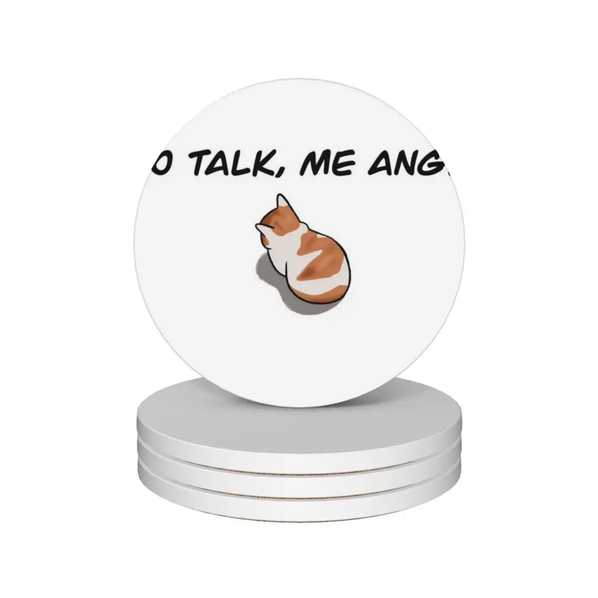 

‘No talk me angy’ Meme Design Ceramic Coasters (Set of 4) holder for cups set for drinks aesthetic Coasters