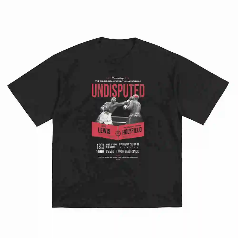 Lewis Vs Holyfield Undisputed Boxing Short Sleeve Tee 100% Cotton T-Shirt