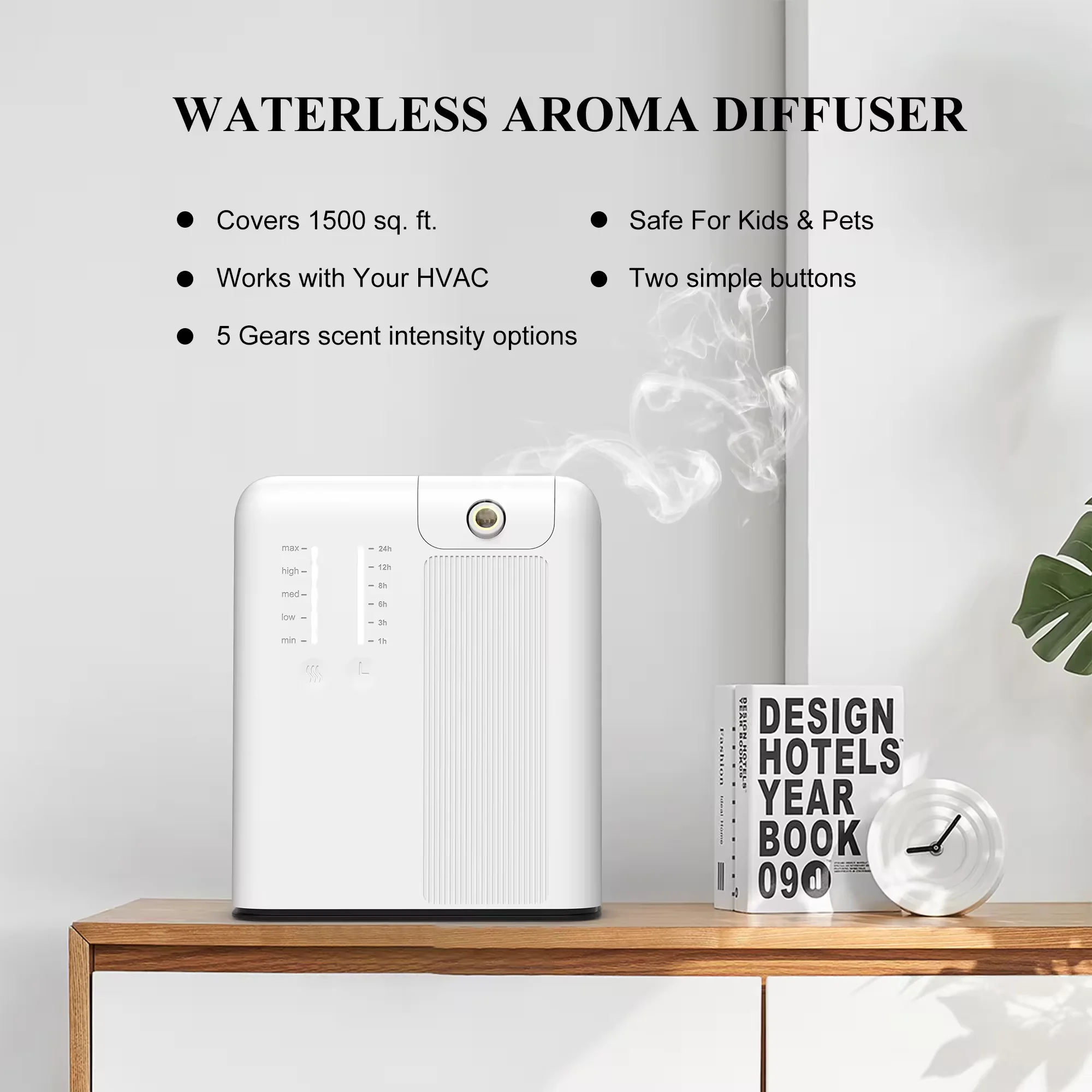 New Small Restroom Bluetooth Wifi Automatic Scent Spray Waterless Aroma Diffuser HVAC Scent Machine for Home Commercial Bathroom