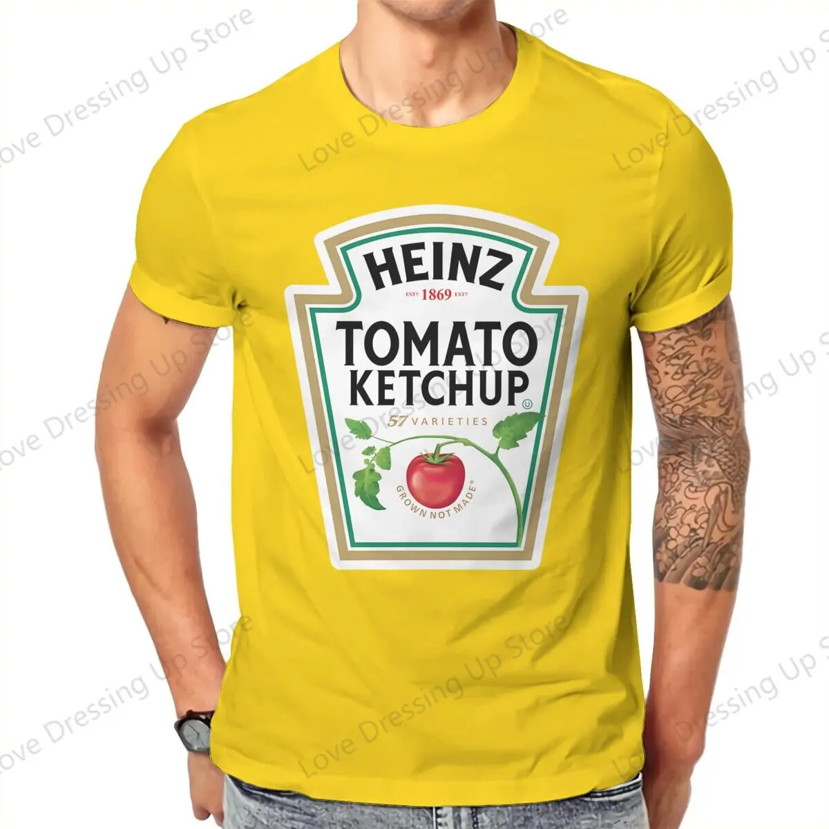 T-shirt Men's t-shirt Heinz Tomato Ketchup Summer Breathable Street Short Sleeve Top S-6XL
