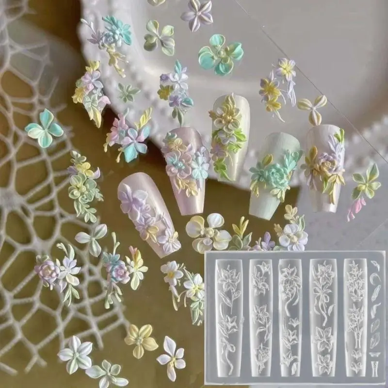 1pcs Sea Shell Zeester Goudvis Koi Vis 3d Acryl Nail Mold Zomer Zee Koraal Bloem Vlinder Diy Siliconen mal Nail Art Mold