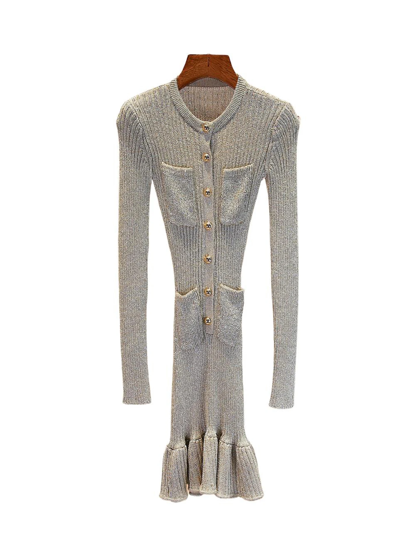 Coda fi lavorata a maglia di fascia alta con finiture in pizzo in piccola fraanza Sle per le donne Stagione autunnale Pendolarismo semplice a vita alta