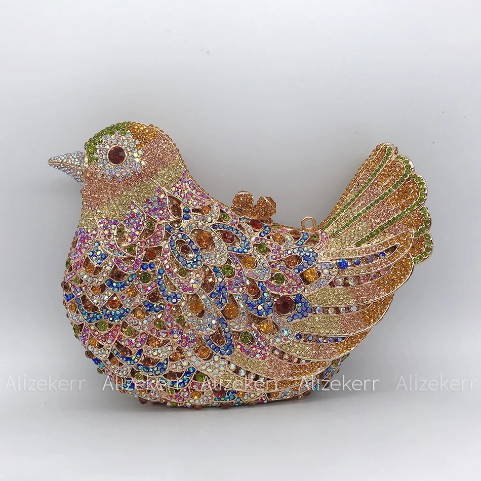 Alizekerr Pigeon Shaped Rhinestone Evening Clutch 5