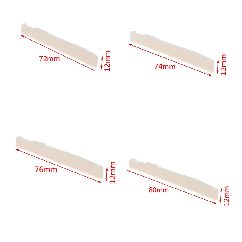 포크 어쿠스틱 기타용 실제 본 브리지 새들, 72mm, 74mm, 76mm, 80mm * 12mm