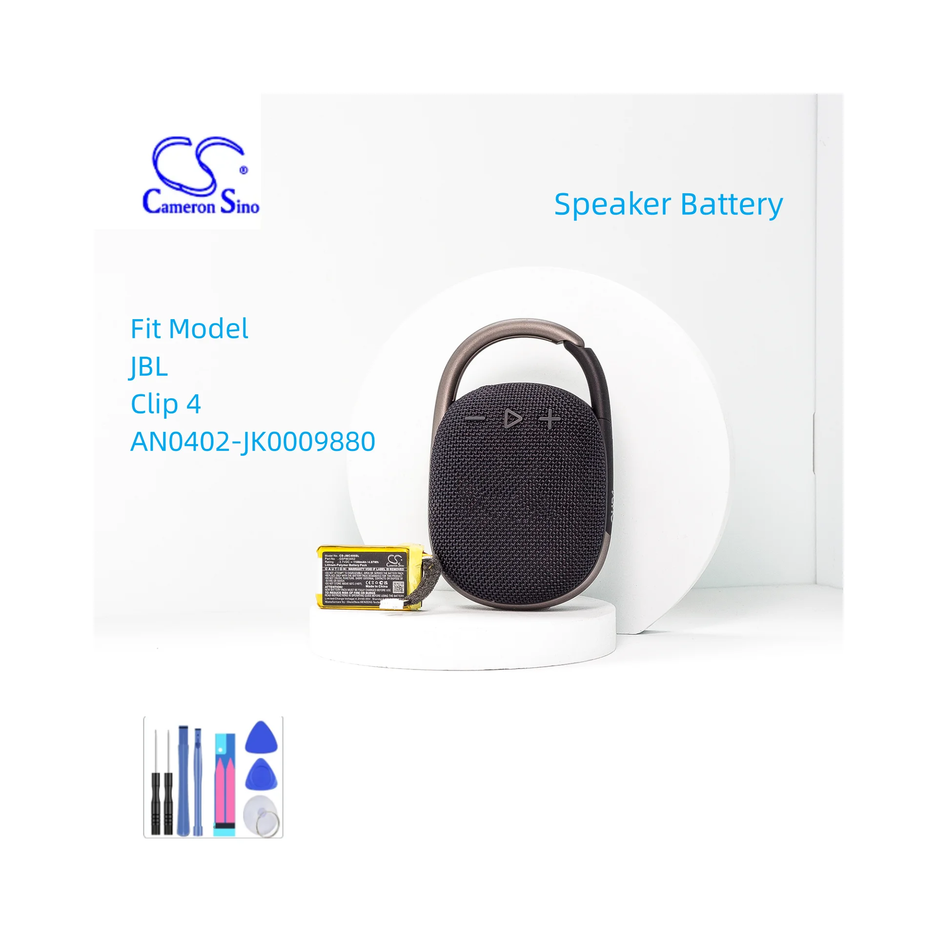 Speaker Battery For JBL:GSP903052,Clip 4,AN0402-JK0009880,1100mAh / 4.07Wh--Li-Polymer--3.70V