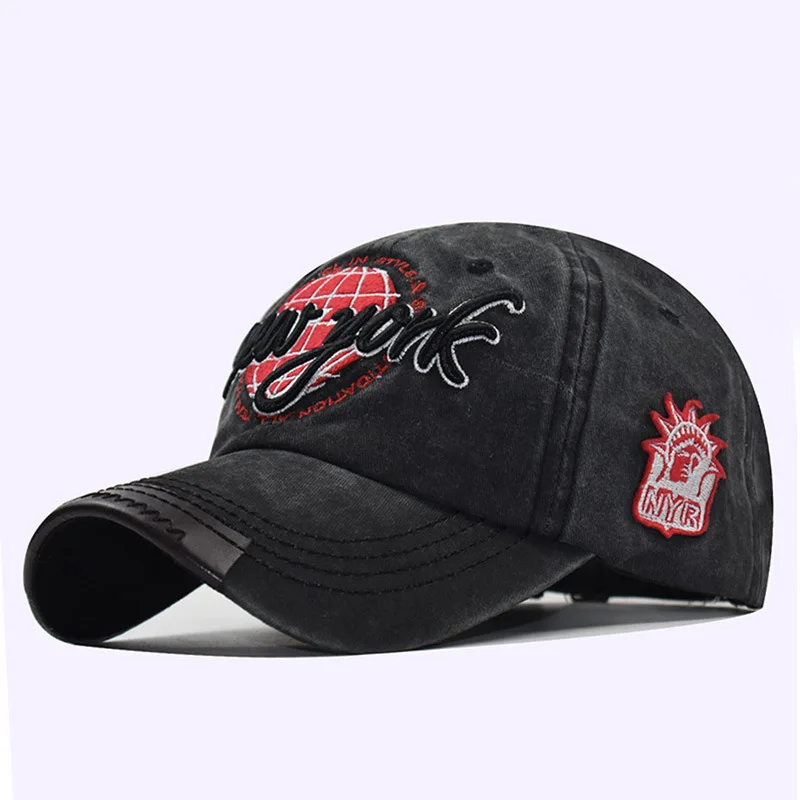 

Spring New NEW YORK Vintage Washed Cotton Baseball Cap Snapback Hat D Letter Embroidery Sun Hat