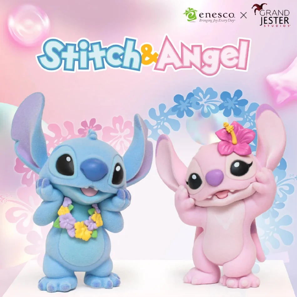 

Original Disney Lilo & Stitch Action Figures Stitch And Angel Lover Figurines Flocking Collection Model Statue Doll Birthdays