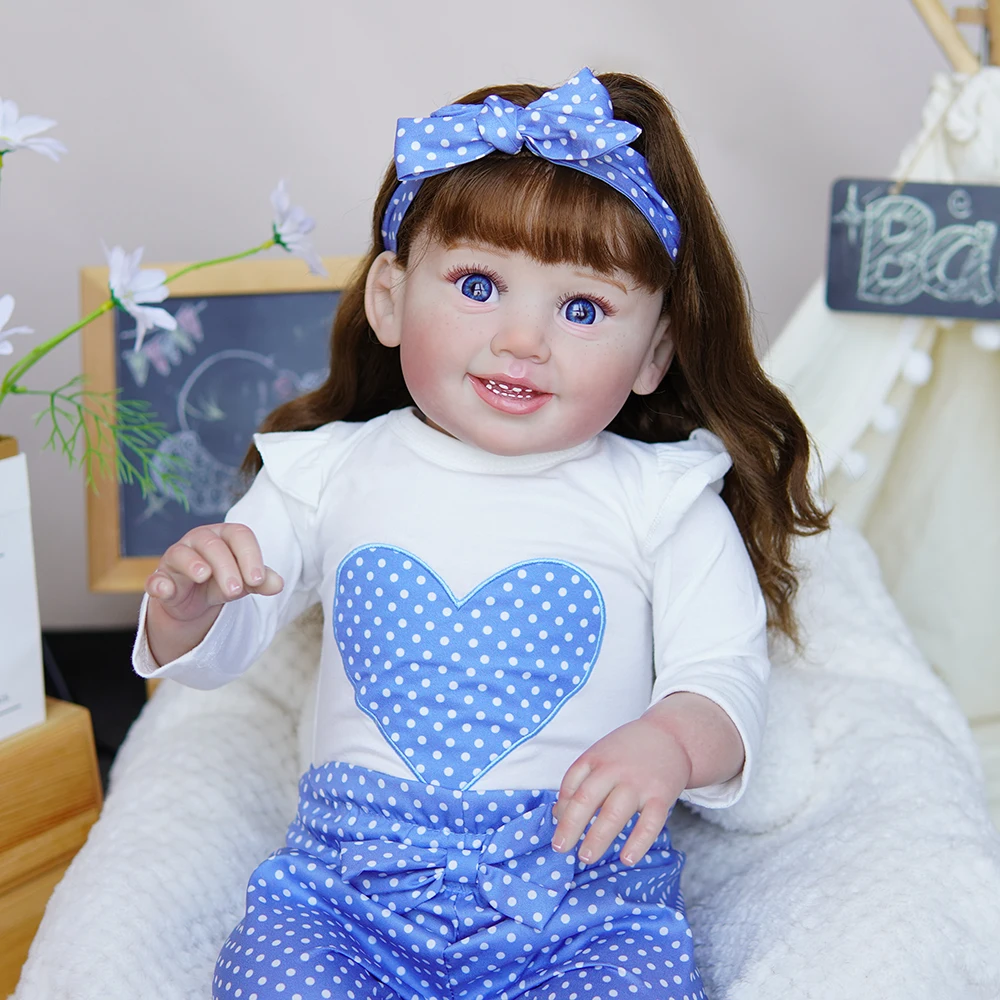 24 Inch Custom 3D Painted Skin Bebe Lifelike Boneca Silicone Vinyl Cotton Toddler Realistic Reborn Baby Dolls