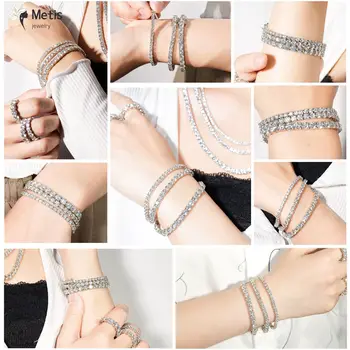 Metis 2mm 3mm 4mm 5mm 6.5 D Barva VVS1 Moissanitový tenisový náramek pro ženy a muže, dárek k výročí S925 stříbrný náramek řetízek na ruku 8 nejlepší prodej Nepálský stříbrný mužský řetízek - №4