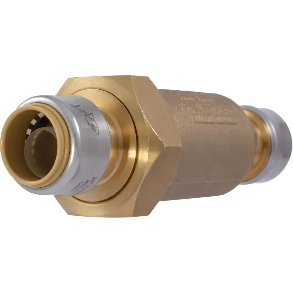 Dual Check Valve 3/4 Inch Push to Connect Backflow Prevention Plumbing Fitting