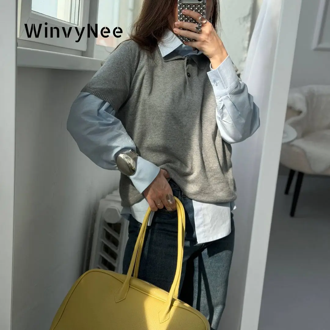 

Женская футболка WinvyNee на весну и лето, одежда с короткими рукавами, хлопковый пуловер-поло, одежда с воротником-поло, однотонный повседневный топ ZA1002033