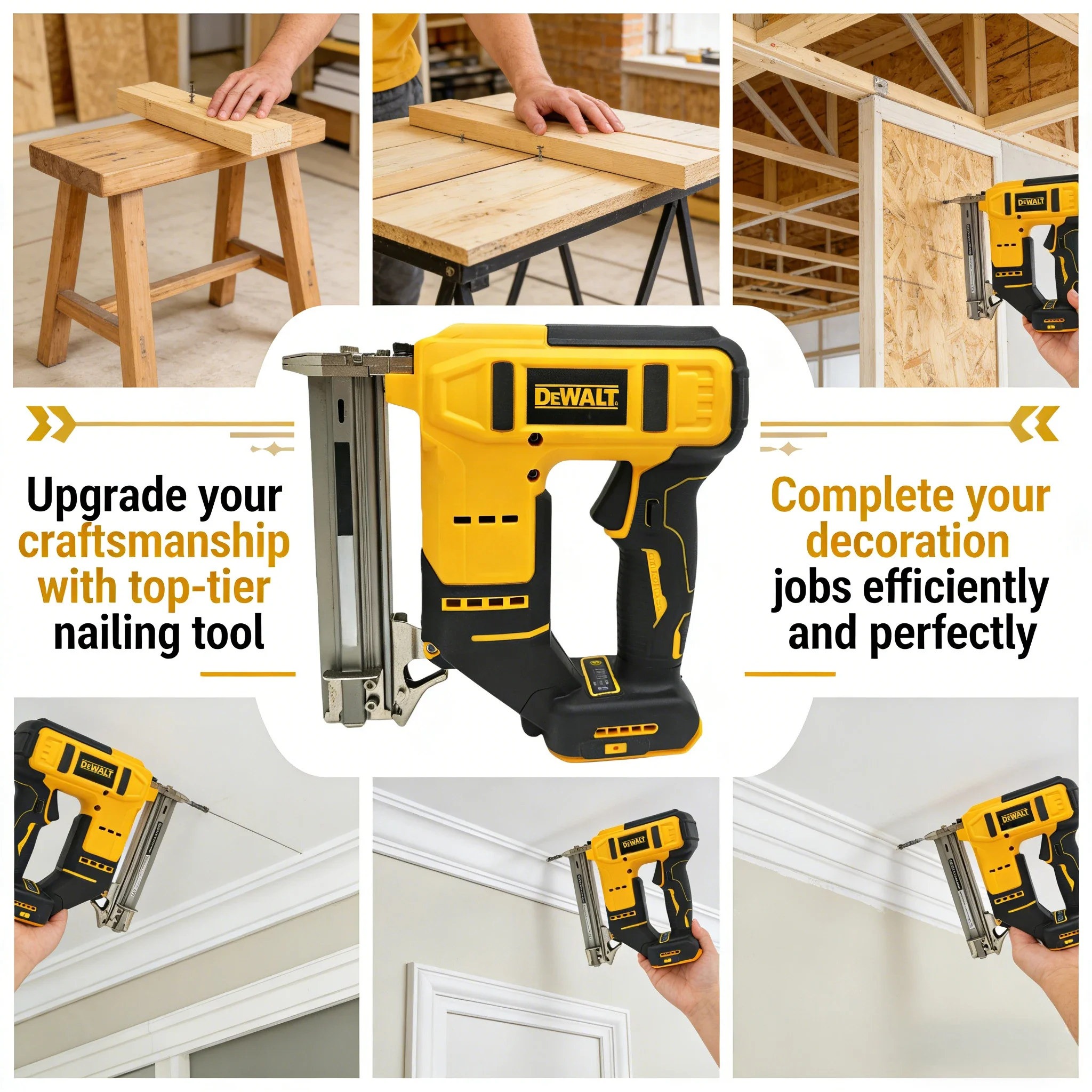 DEWALT Compact 18 Gauge Cordless Nail Gun: Professional Handheld Tool for Precision Trim & Framing (Tool Only)
