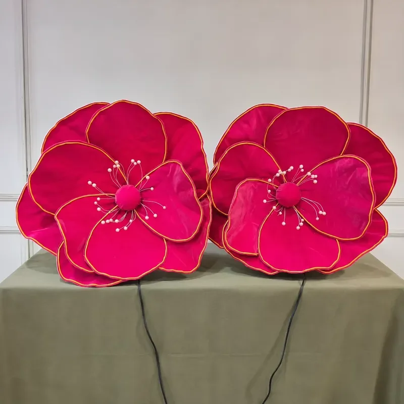 Giant Red Poppy Paper Flowers Pair Artificial Head for Wedding Event Decoration Commercial Display Factory Supply Large Size