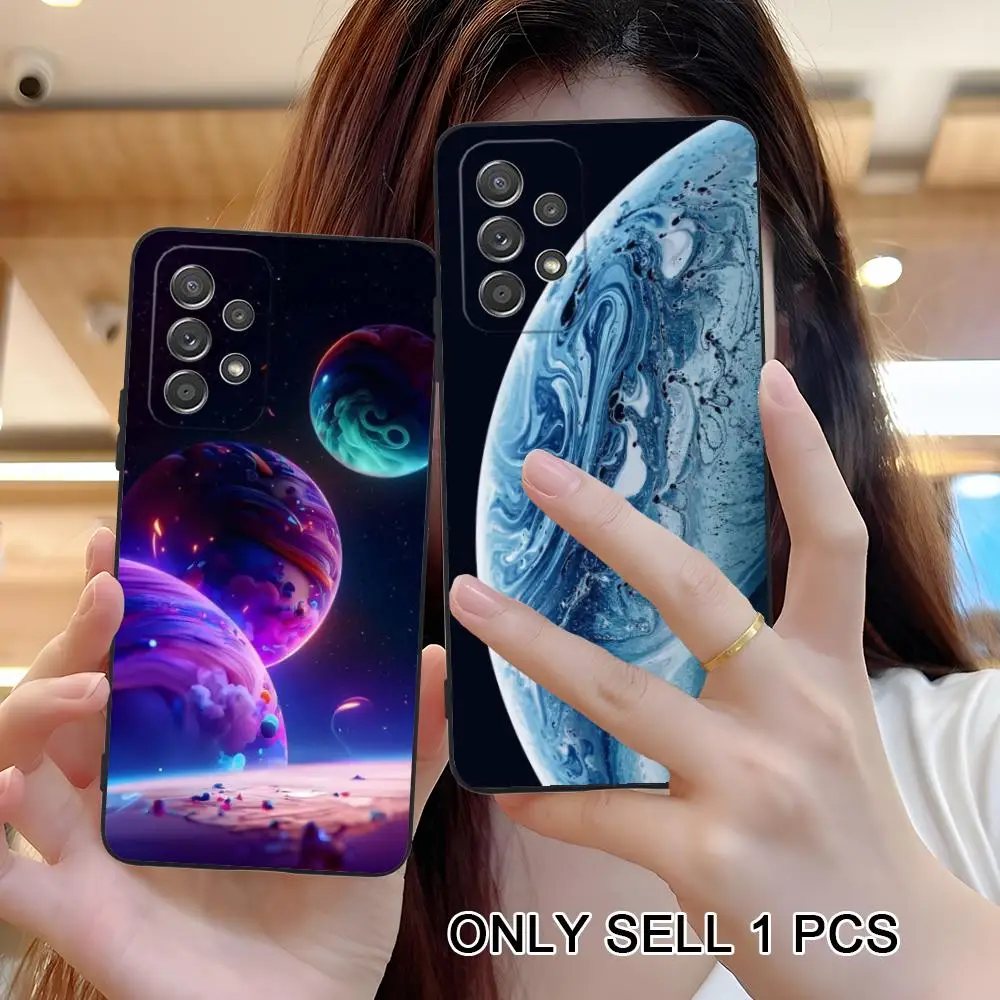 Aesthetic Planet Space Phone Case for Samsung Galaxy A56 55 54 53 52 51 36 35 34 23 16 15 5G Soft TPU Shockproof Cover