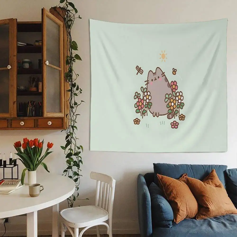 P-PusheenS CARTOON Cartoon Tapestry Art Science Fiction Room Home Decor Wall Hanging Home Decor