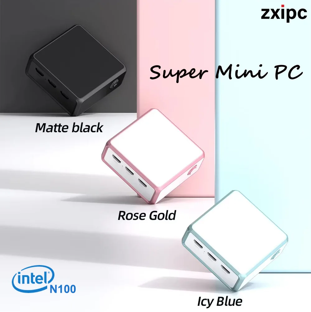 ZXIPC Super Mini PC Windows 11 Pro Intel 12-го поколения Alder Lake N100 Мини-ПК DDR5 8 ГБ ОЗУ 512 ГБ ПЗУ WiFi 6 BT5.2 Настольный компьютер