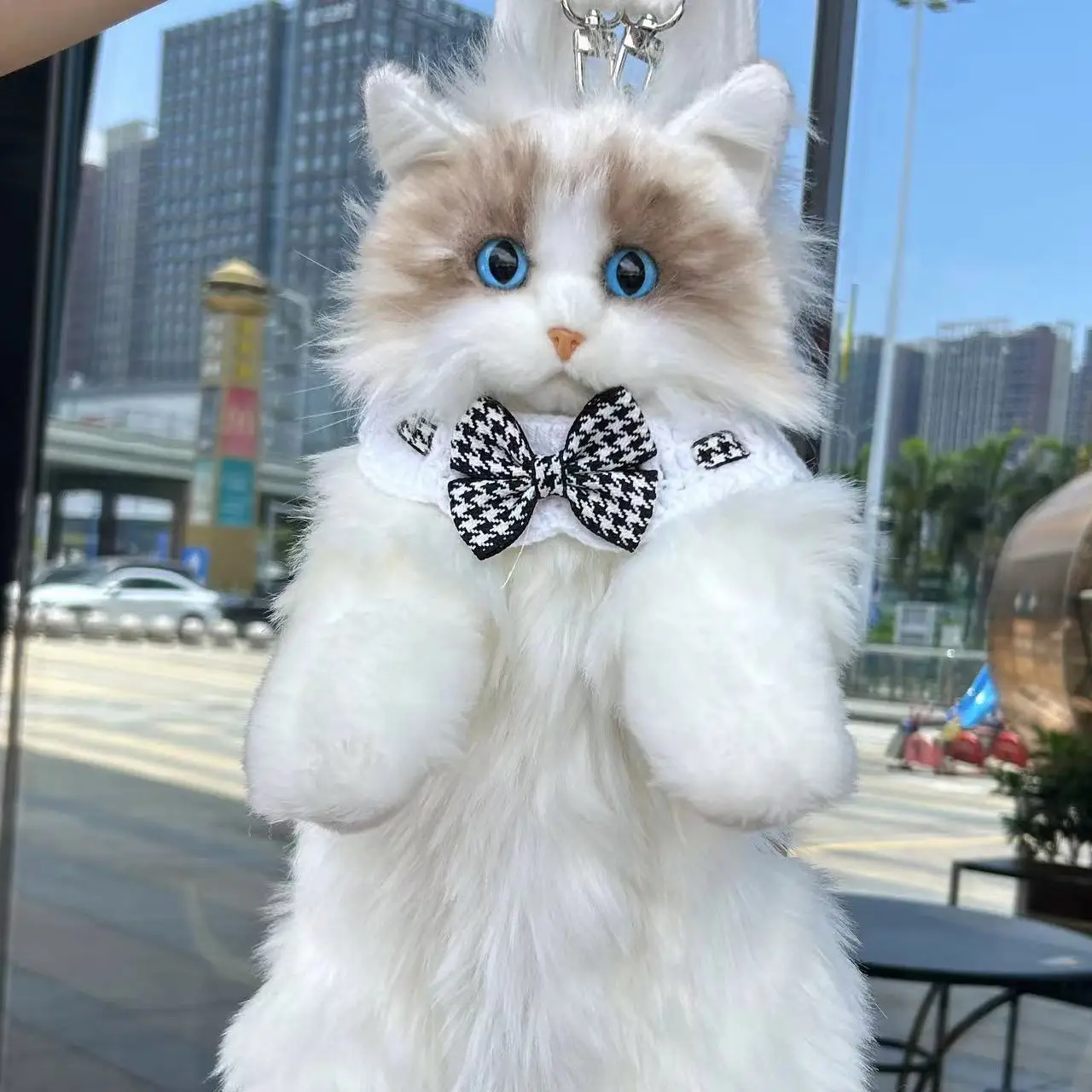 Lifelike Ragdoll Cat Plush Backpack, Soft Stuffed Kitten Doll Toy, Cute Kitty Plush Bag, Birthday Gift for Girls Kids Home Decor