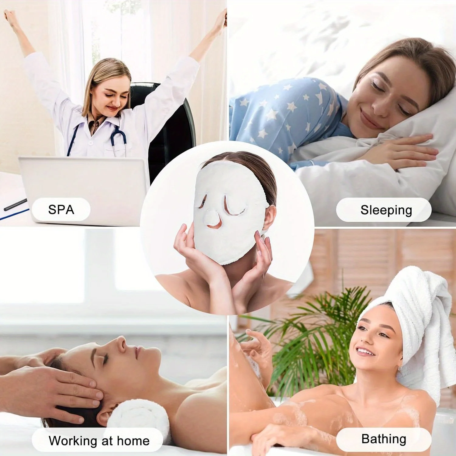 再利用可能な温冷湿布マスク 1 枚 - 顔の毛穴を開き、黒ずみの除去の準備をします。美容院に適しています。