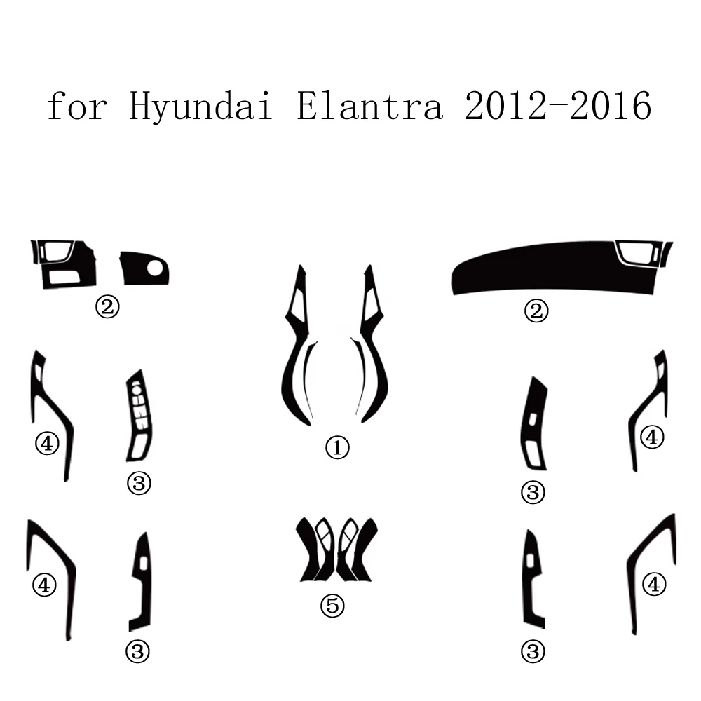 Carbon Fiber for Hyundai Elantra 2012-2016 Car Film Interior Stickers Center Console Gear Dashboard Air Door Handle Lift Panel