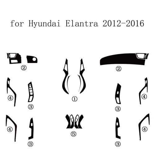 Imagen 2 del producto Fibra de carbono para Hyundai Elantra 2012-2016 película de coche pegatinas interiores consola central tablero de engranaje manija de puerta de aire Panel de elevación
