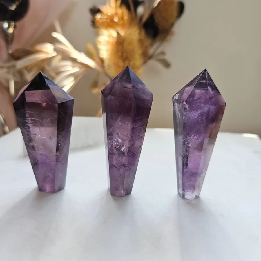 AAA Amethyst Wands / Amethyst w Smoky inclusions / Polished wands