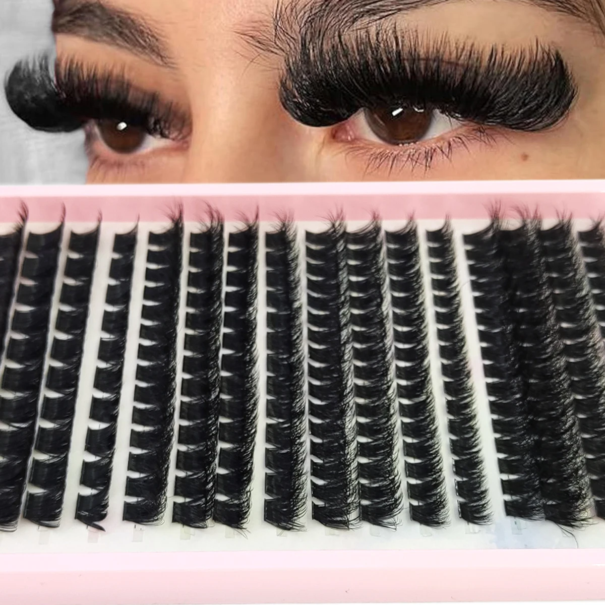 HBZGTLAD 16Row 30D-200D 8D Fluffy Thick Lashes Clusters 10-16mmMix Wispy Individual Lashes Extensions Clusters DIY Makeup False
