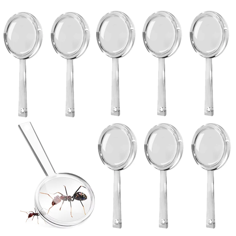 8~12pcs Magnifying Glass Transparent 9cm Children Observation Tools Home Outdoor Use Scientific Supplies Handheld Portable TMZ