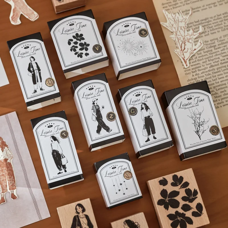 Creative Fashion Girl Wood Stamp Vintage Plants Collage Rubber Stamps DIY Scrapbooking Standard Wooden Plants Stamp