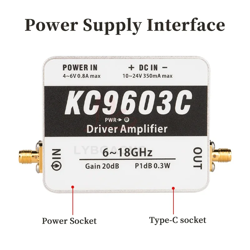 MEASALL LY.GROUP.CHINA Distributor Driver Amplifier KC9603C 6GHz-18GHz 0.3W Signal Module Suitable Power Supply with Type-C