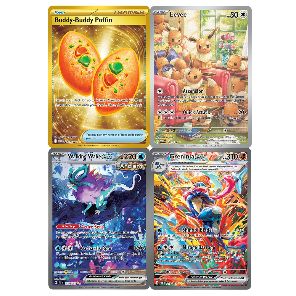 

PKM Holographic PROXY Cards Scarlet & Violet Mew Eevee Buddy-Buddy Poffin Ursaluna EX PTCG Game Collection Cards Game Toys