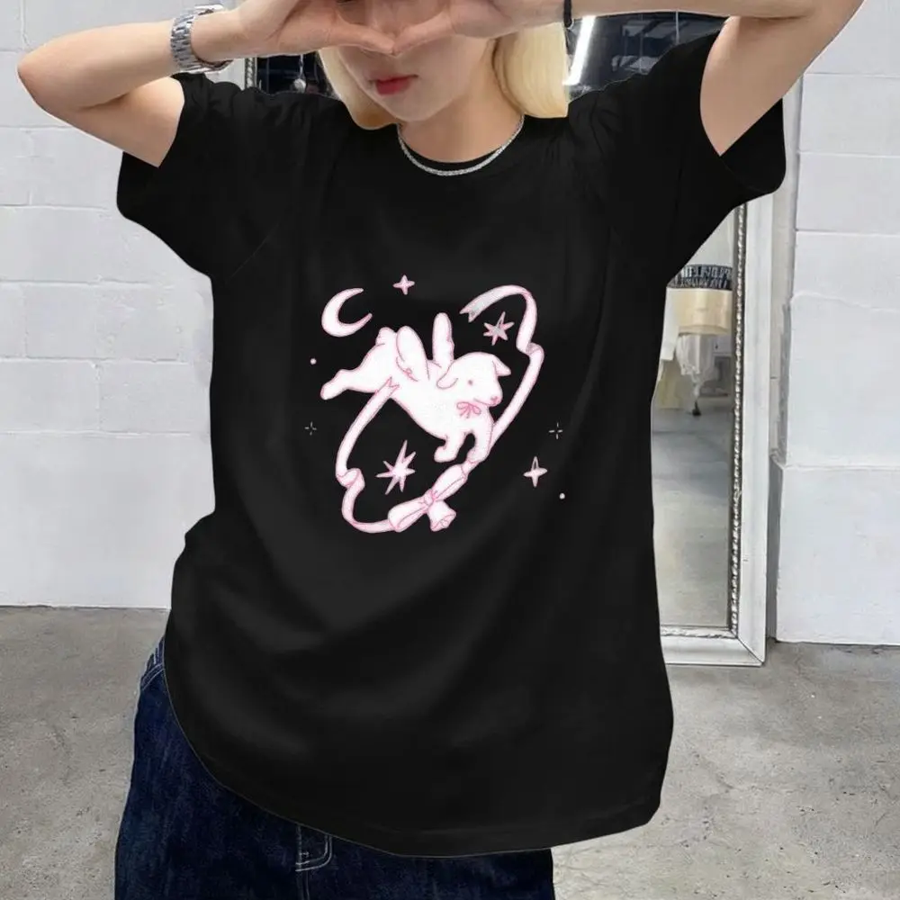 Cute Angel Lamb Graphic T-Shirt Women Summer Short Sleeve Pink Print Fairycore Aesthetic Tops Female Casual Fashion Harajuku Tee