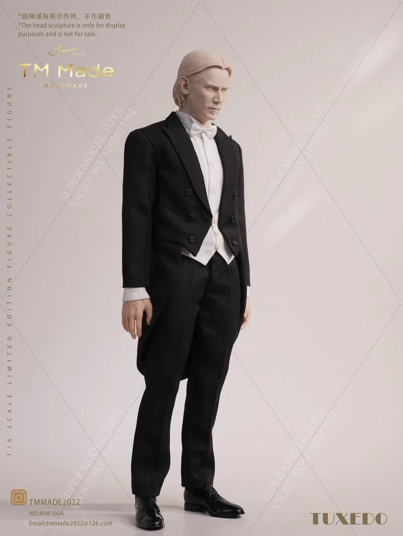 TM Made MM1004 1/6 Scale Male Soldier Universal Swallow-tailed Coat Black Gentleman Clothes Fit 12-inch Action Figure Model