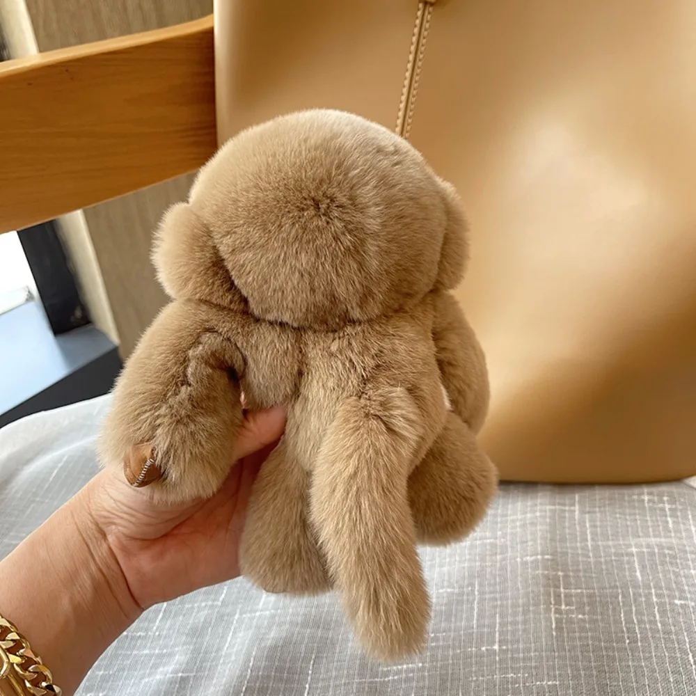 Stuffed Animals Lucky Little Monkey Keychain Soft Fur Rex Rabbit Fur Monkey Keychain Kawaii Cartoon Long Arm Monkey Pendant
