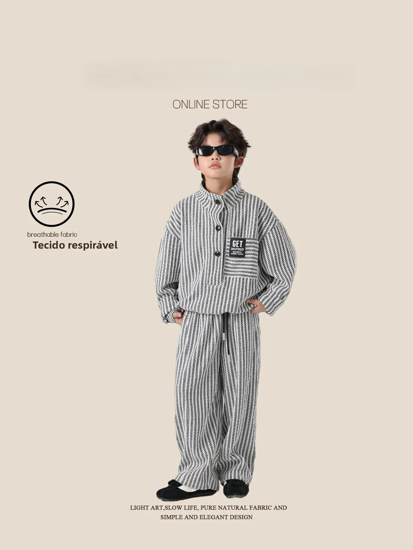 cool-and-handsome-duckling-daisy-boys'-two-piece-set-spring-autumn-cotton-blend-striped-snail-design-children's-clothing