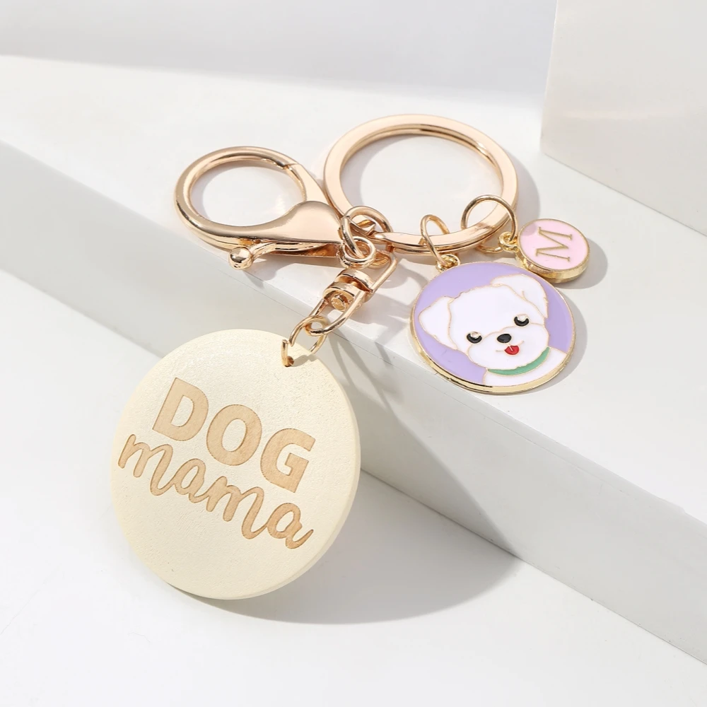 1Pc Cute Cartoon Dog Pendant Dog Mom Wooden Tag Pendant Keychain, Suitable for Dog Lovers to Wear on a Daily basis