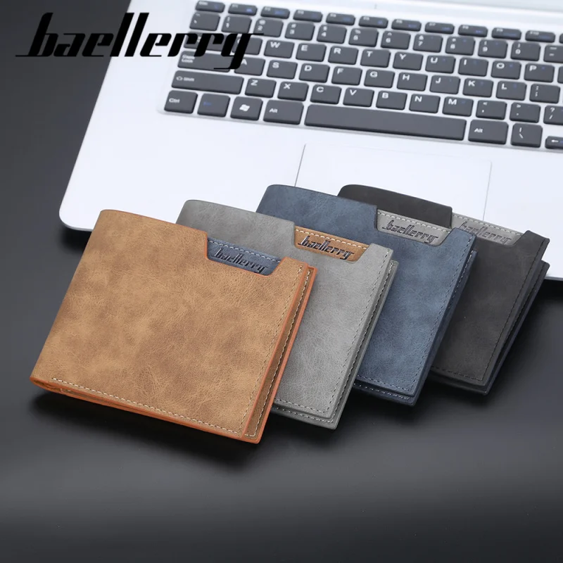 

New Men's Short Wallet Multi Card Slots Open Leather Clutch Matte Young