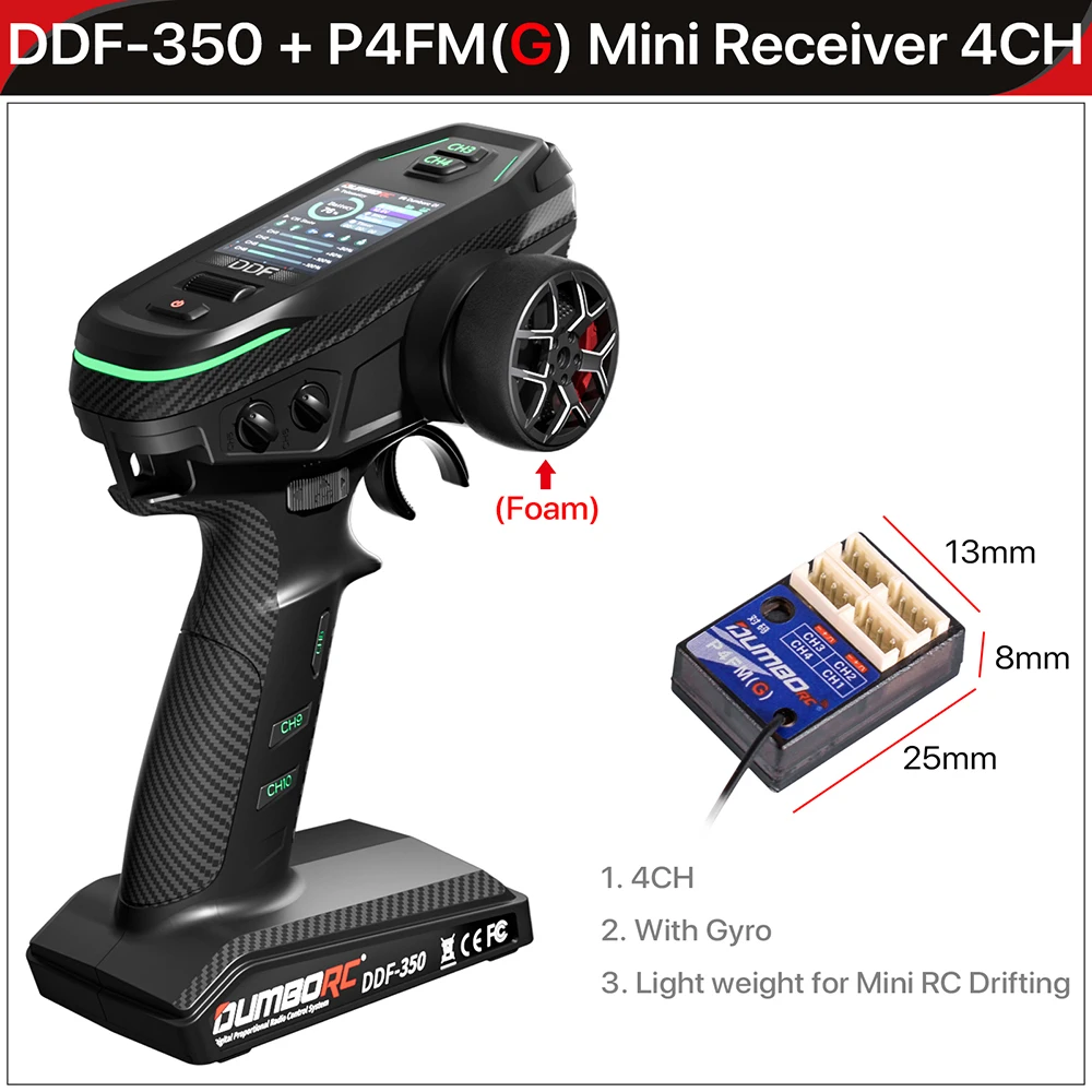 DUMBORC 2.4G 10CH Digital Radio Remote Controller DDF-350 Transmitter with Receiver for RC Car Boat Tank LCD FHSS System image 3