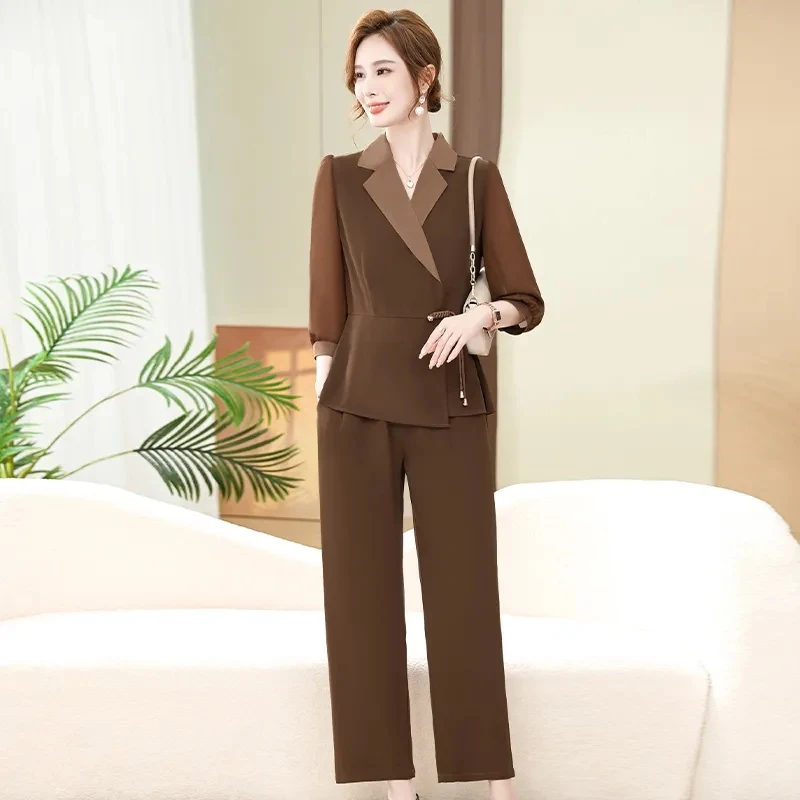 2024 Womens Blazer Trousers Two Piece Sets Spring Autumn Office Ladies Elegant Formal Suits Women Chic Sets