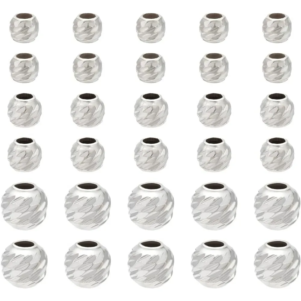 30 Uds. Cuentas espaciadoras de Plata de Ley 925 2/3/4mm pequeñas cuentas redondas patrón infinito Metal agujero grande para kit de fabricación