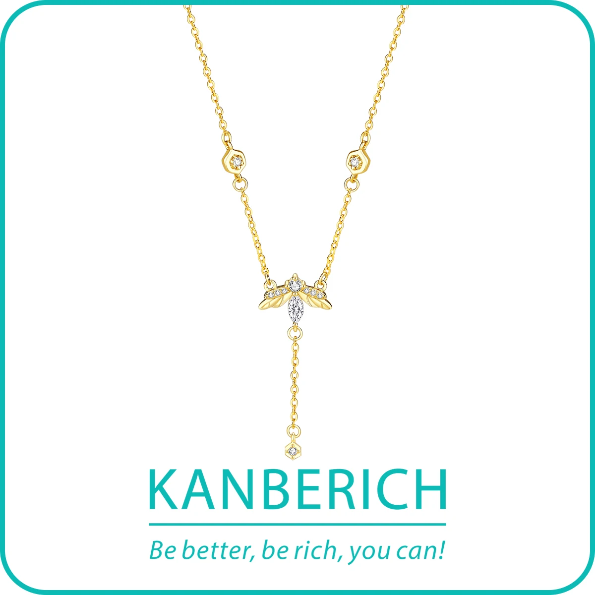 

Kanberich S925 Real Sterling Silver Cubic Zirconia Dragonfly Pendant Clavicle Chain Necklace