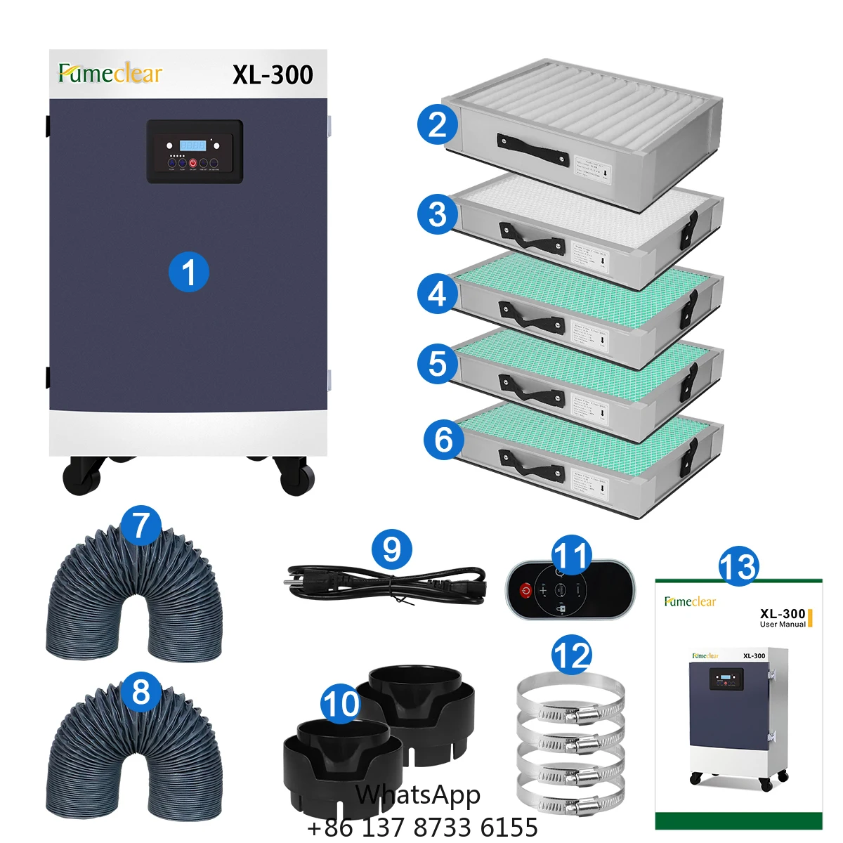 

H13 330W Профессиональный промышленный лазерный вытяжка CO2 и очиститель воздуха с HEPA-фильтром для лазерной гравировки/сварки