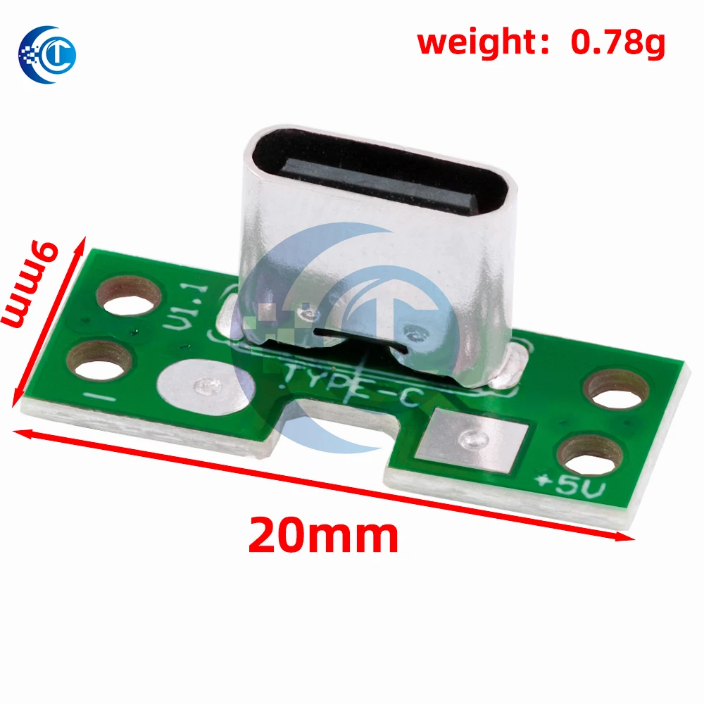 Type-6p female stand with PCB board pad TYPE-C positive and negative plug and quick charge interface