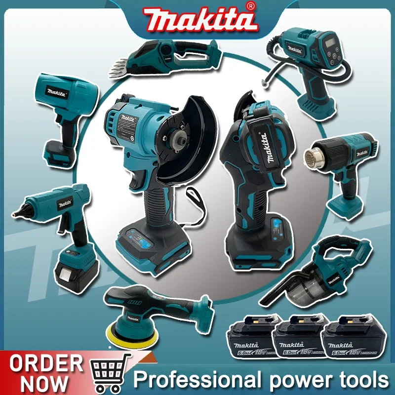 

Многофункциональный электроинструмент Makita: портативная 6-дюймовая цепная пила, электропила, резак, воздушный насос, электродрель для аккумулятора 18В.