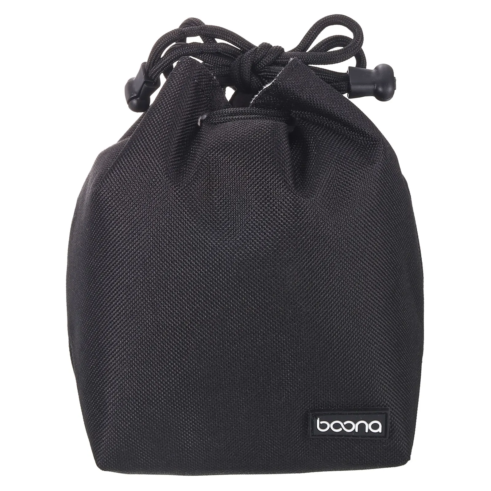 Waterproof Soft Drawstring Lens Pouch Bag with Cotton Pad Fleece Cloth Shockproof Camera Lens Bag Case for SLR Lens Black/Grey