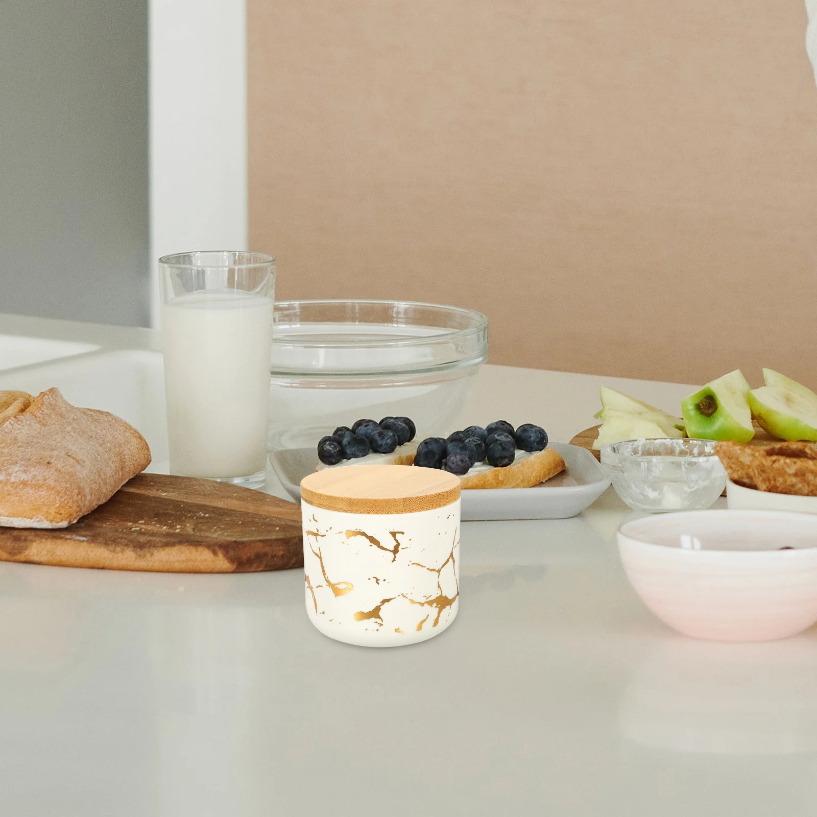 

Portable Ceramic Jar 500Ml Airtight Coffee Spice Storage Container Kitchen Tea Sugar Bamboo Lid Canister