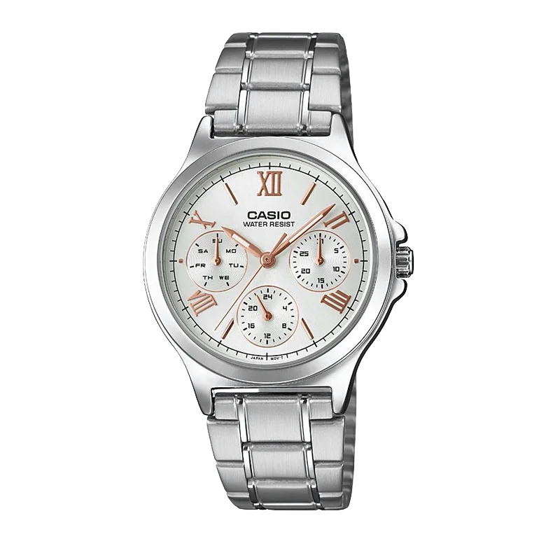 CASIO LTP-V300D Women's Watch, Stainless Steel Band, Multi-Function Dial, 30M Water Resistant, Casual Business Wrist Watch