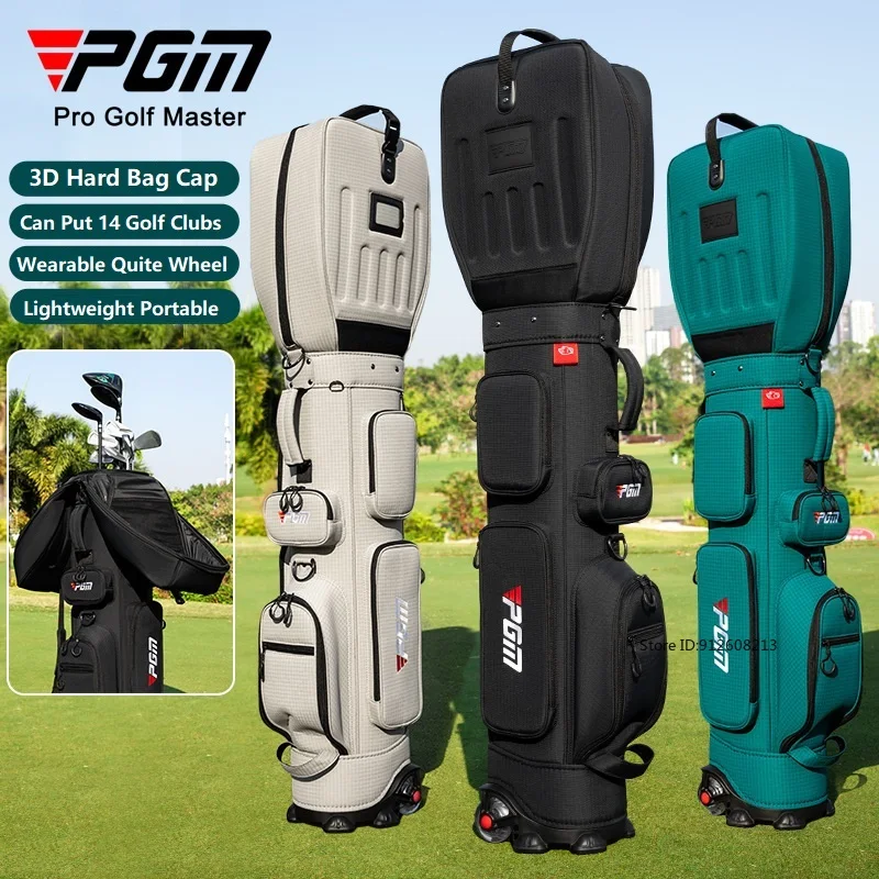 PGM Golf Clubs Bag Unisex Lightweight Aviation Bag Waterproof Sports Pack with Silent Wheels Support 14 Pcs Golfer Clubs